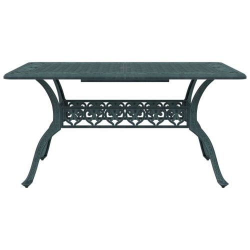 Градински трапезен комплект, 5 части, зелен, алуминий