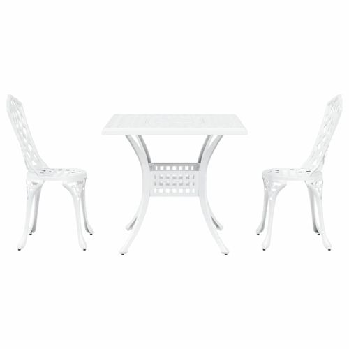 Комплект градинска маса 3 pcs Бяло Лят алуминий