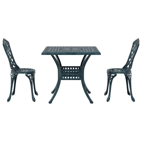 Комплект градинска маса 3 pcs Зелен Лят алуминий