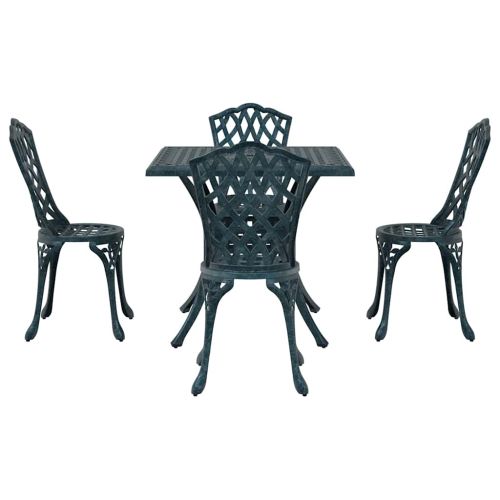 Комплект градинска маса 5 pcs Зелен Лят алуминий