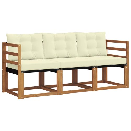 Комплект дивани за открито 3 pcs Натурален и Крема