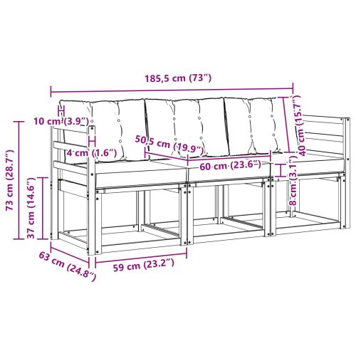 Комплект дивани за открито 3 pcs Естествено и черно