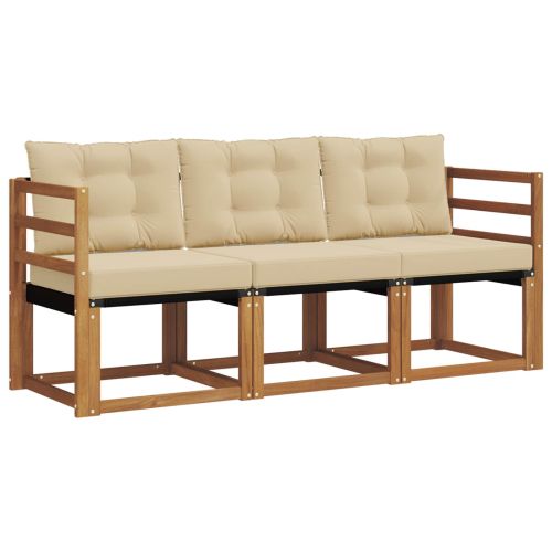 Комплект дивани за открито 3 pcs Натурален и Бежов