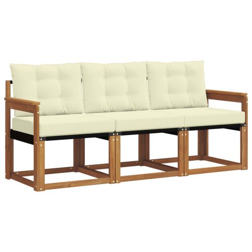 Комплект дивани за открито 3 pcs Натурален и Крема