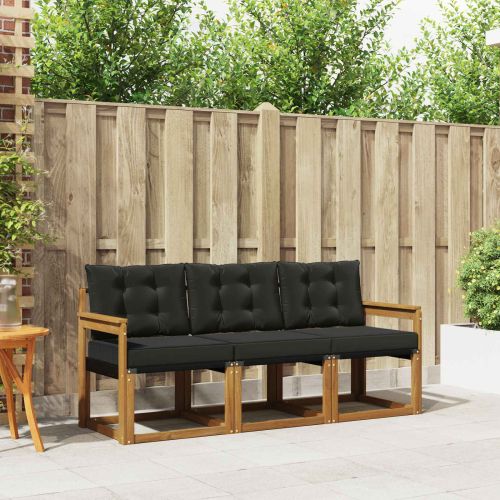 Комплект дивани за открито 3 pcs Естествено и черно