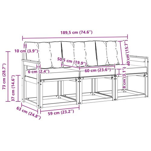 Комплект дивани за открито 3 pcs Естествено и черно
