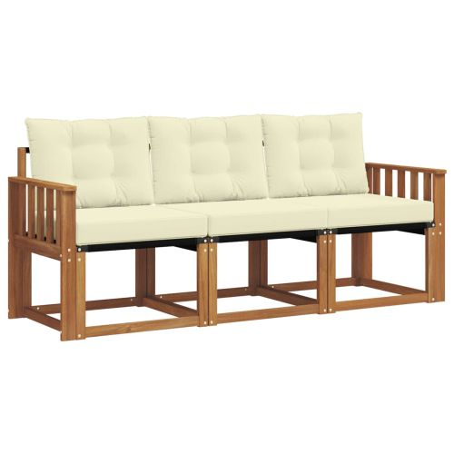 Комплект дивани за открито 3 pcs Натурален и Крема