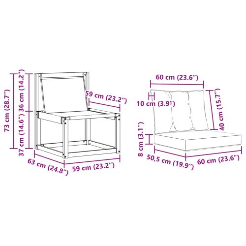 Комплект дивани за открито 3 pcs Натурален и Крема