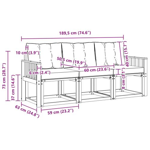 Комплект дивани за открито 3 pcs Естествено и черно