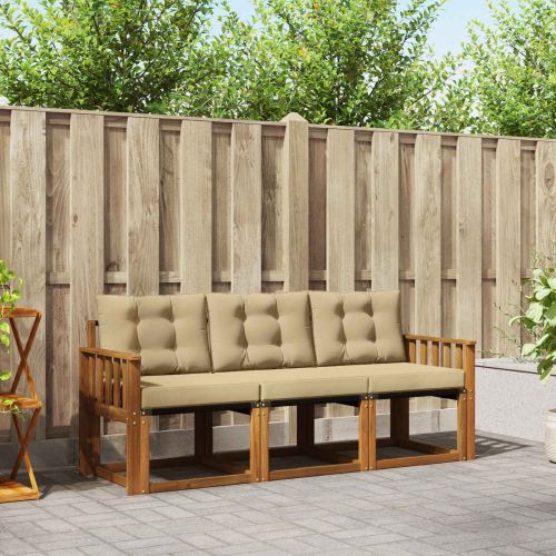 Комплект дивани за открито 3 pcs Натурален и Бежов