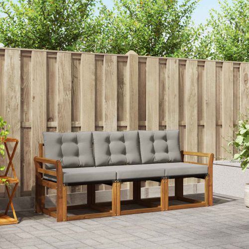 Комплект дивани за открито 3 pcs Естествено и светло сиво