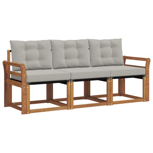 Комплект дивани за открито 3 pcs Естествено и светло сиво