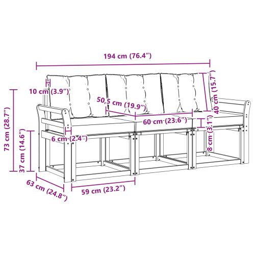 Комплект дивани за открито 3 pcs Натурален и Бежов