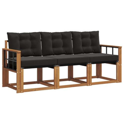 Комплект дивани за открито 3 pcs Естествено и черно