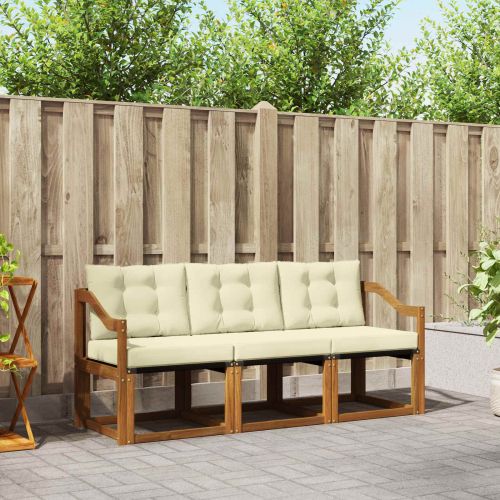 Комплект дивани за открито 3 pcs Натурален и Крема