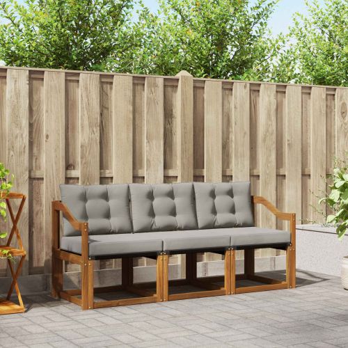 Комплект дивани за открито 3 pcs Естествено и светло сиво