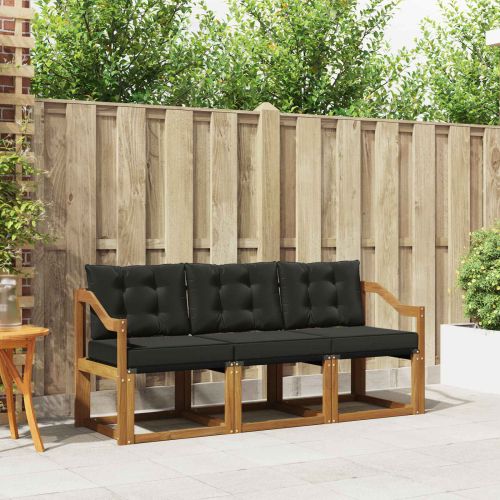 Комплект дивани за открито 3 pcs Естествено и черно