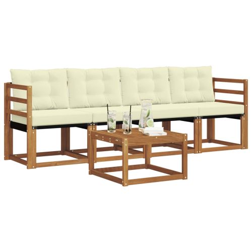 Комплект дивани за открито 5 pcs Натурален и Крема