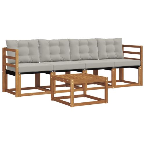 Комплект дивани за открито 5 pcs Естествено и светло сиво