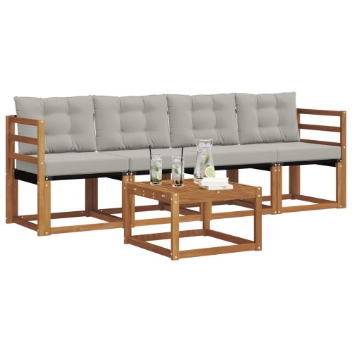 Комплект дивани за открито 5 pcs Естествено и светло сиво