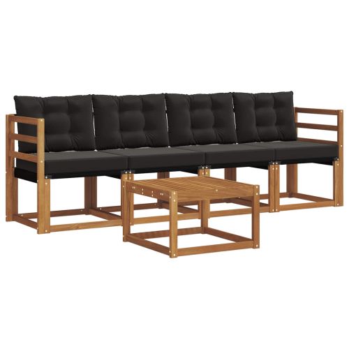 Комплект дивани за открито 5 pcs Естествено и черно