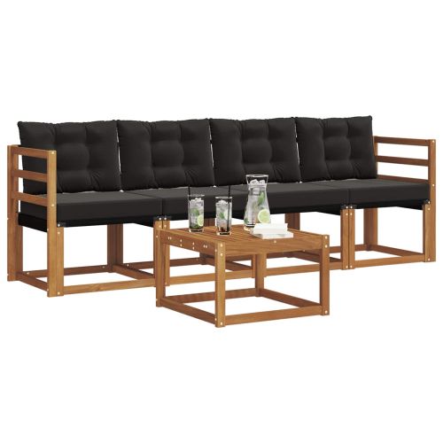Комплект дивани за открито 5 pcs Естествено и черно