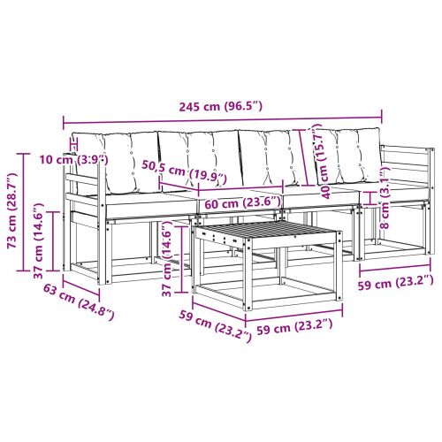 Комплект дивани за открито 5 pcs Естествено и черно
