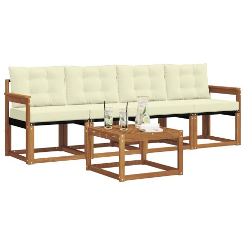 Комплект дивани за открито 5 pcs Натурален и Крема