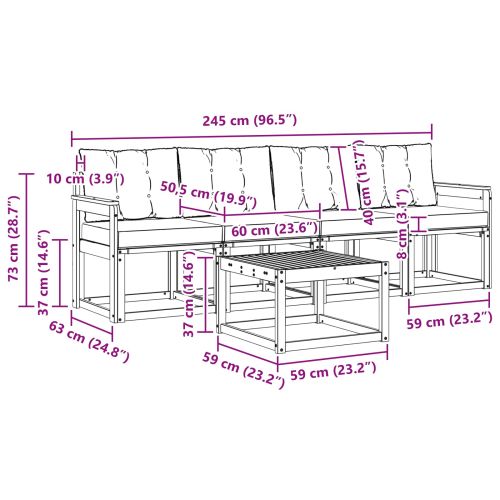 Комплект дивани за открито 5 pcs Натурален и Крема