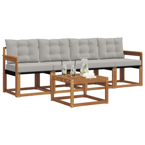 Комплект дивани за открито 5 pcs Естествено и светло сиво