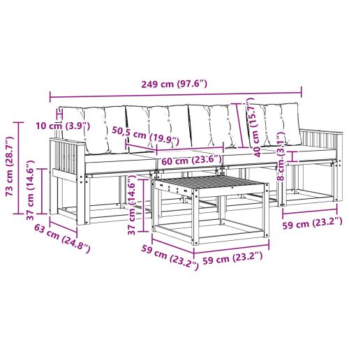 Комплект дивани за открито 5 pcs Натурален и Крема