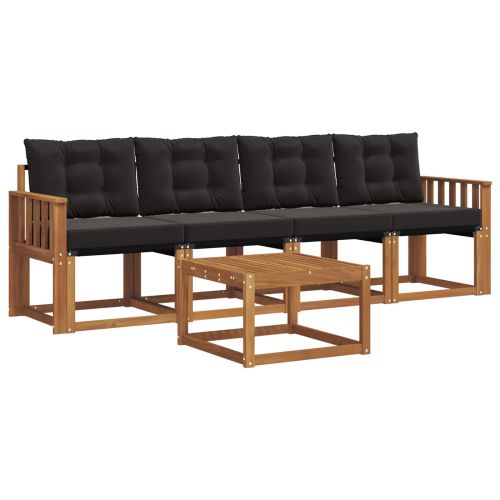 Комплект дивани за открито 5 pcs Естествено и черно