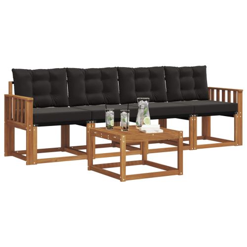 Комплект дивани за открито 5 pcs Естествено и черно