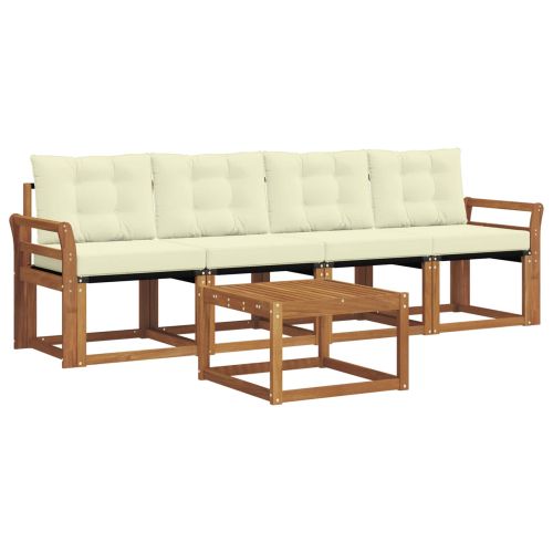 Комплект дивани за открито 5 pcs Натурален и Крема