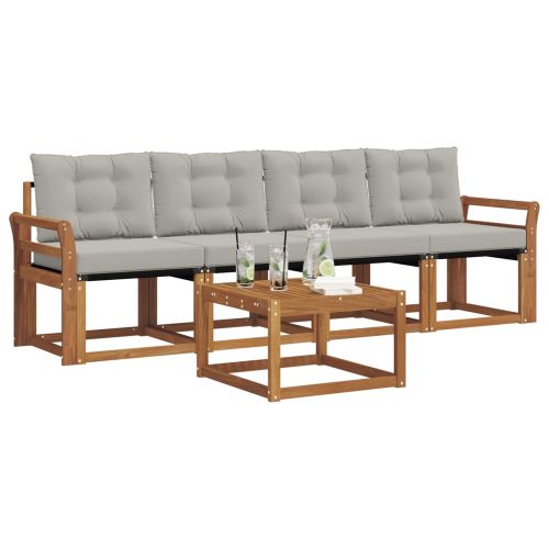 Комплект дивани за открито 5 pcs Естествено и светло сиво