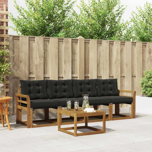 Комплект дивани за открито 5 pcs Естествено и черно