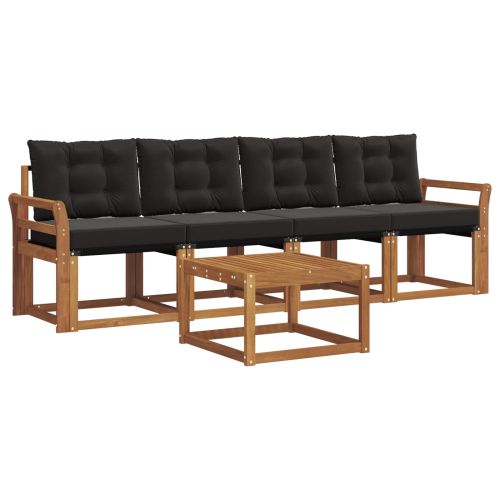 Комплект дивани за открито 5 pcs Естествено и черно