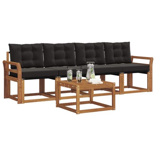 Комплект дивани за открито 5 pcs Естествено и черно