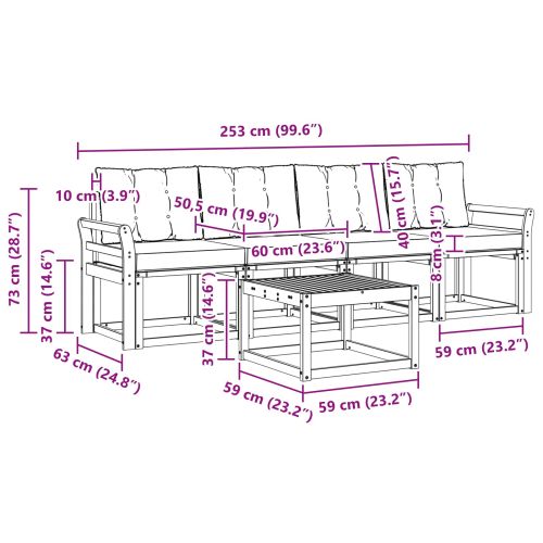 Комплект дивани за открито 5 pcs Естествено и черно