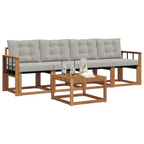 Комплект дивани за открито 5 pcs Естествено и светло сиво