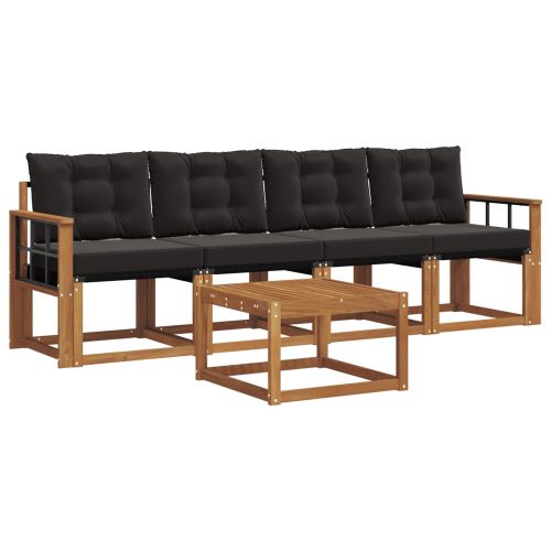 Комплект дивани за открито 5 pcs Естествено и черно