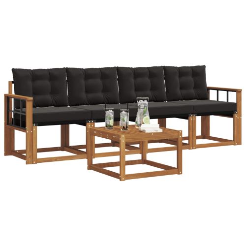 Комплект дивани за открито 5 pcs Естествено и черно