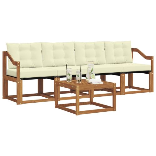 Комплект дивани за открито 5 pcs Натурален и Крема