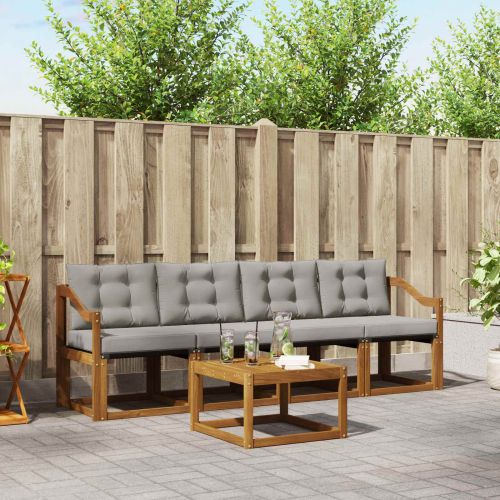 Комплект дивани за открито 5 pcs Естествено и светло сиво