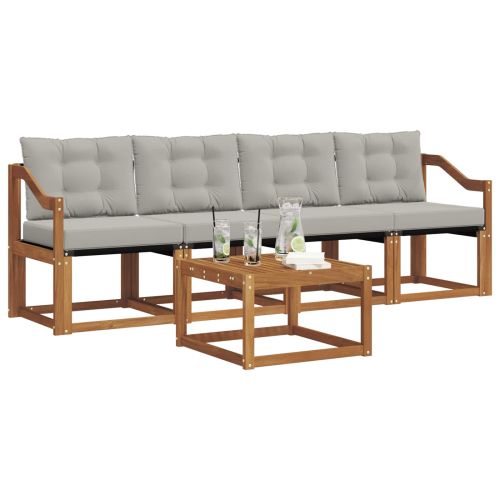 Комплект дивани за открито 5 pcs Естествено и светло сиво