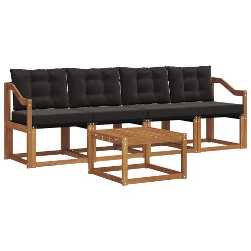 Комплект дивани за открито 5 pcs Естествено и черно