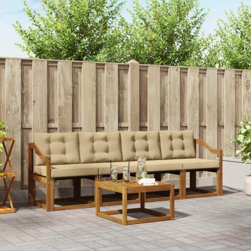 Комплект дивани за открито 5 pcs Натурален и Бежов