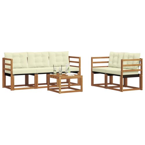 Комплект дивани за открито 6 pcs Натурален и Крема