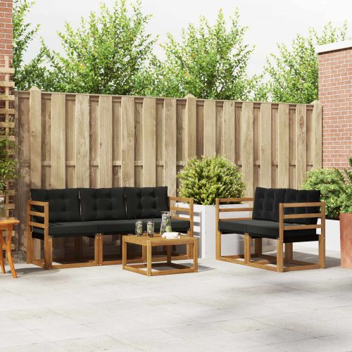 Комплект дивани за открито 6 pcs Естествено и черно