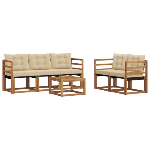 Комплект дивани за открито 6 pcs Натурален и Бежов